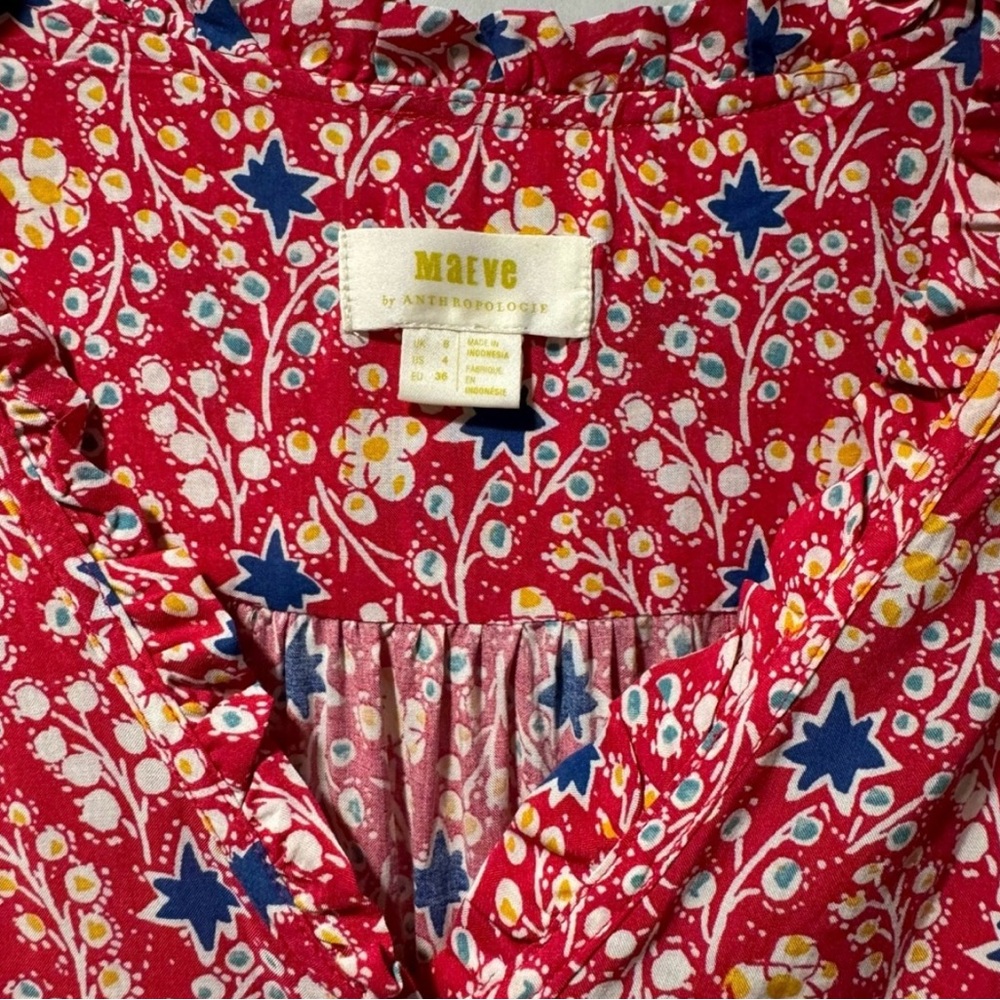 Maeve By Anthropologie Floral V-neck
Ruffle Blouse Size 4 - Picture 3 of 9